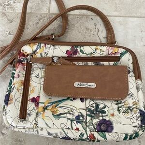 MultiSac Floral Crossbody Bag with Tan Accents